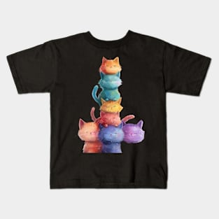 Cat LGBT Rainbow Paws Kids T-Shirt